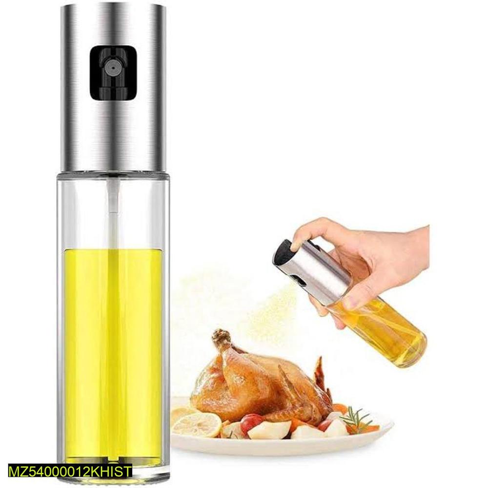 Oil Spray Bottle Stainless Steel Clear Glass