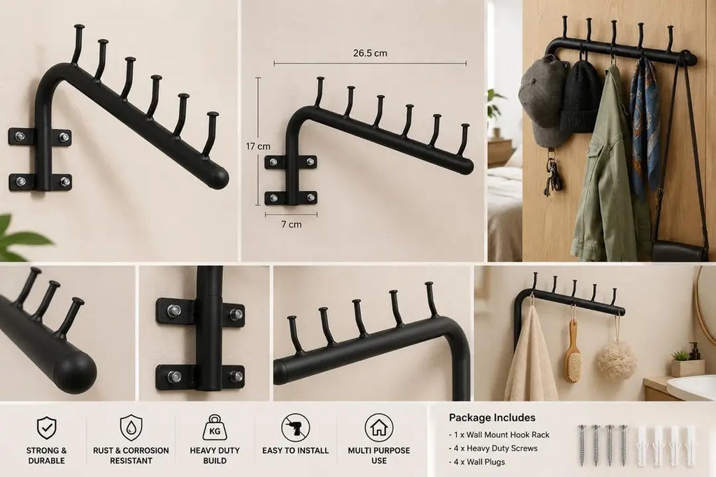 Pack Of 3 Wall Mounted Cloth Hanging Stand