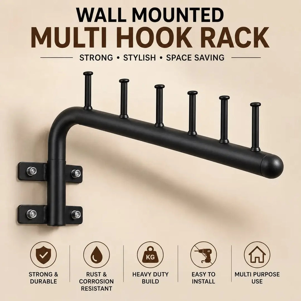Pack Of 3 Wall Mounted Cloth Hanging Stand