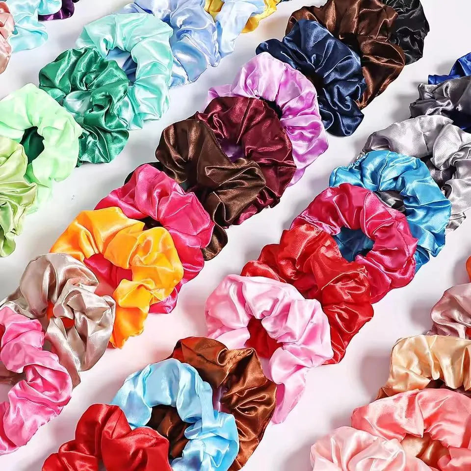Silk Hair Scrunchies Multicolor Pack of 12