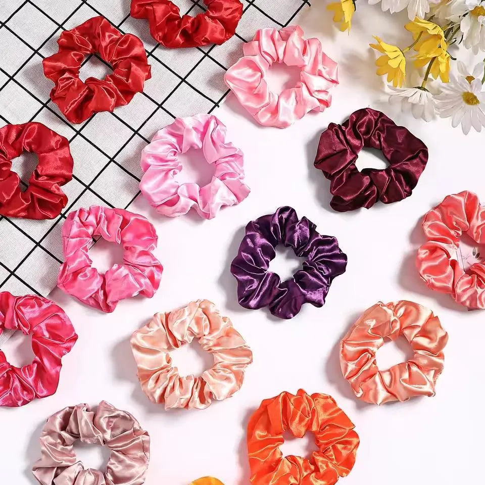 Silk Hair Scrunchies Multicolor Pack of 12
