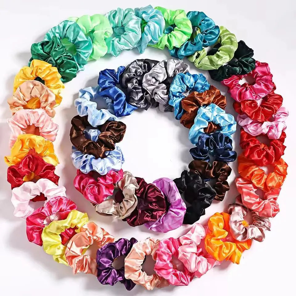 Silk Hair Scrunchies Multicolor Pack of 12