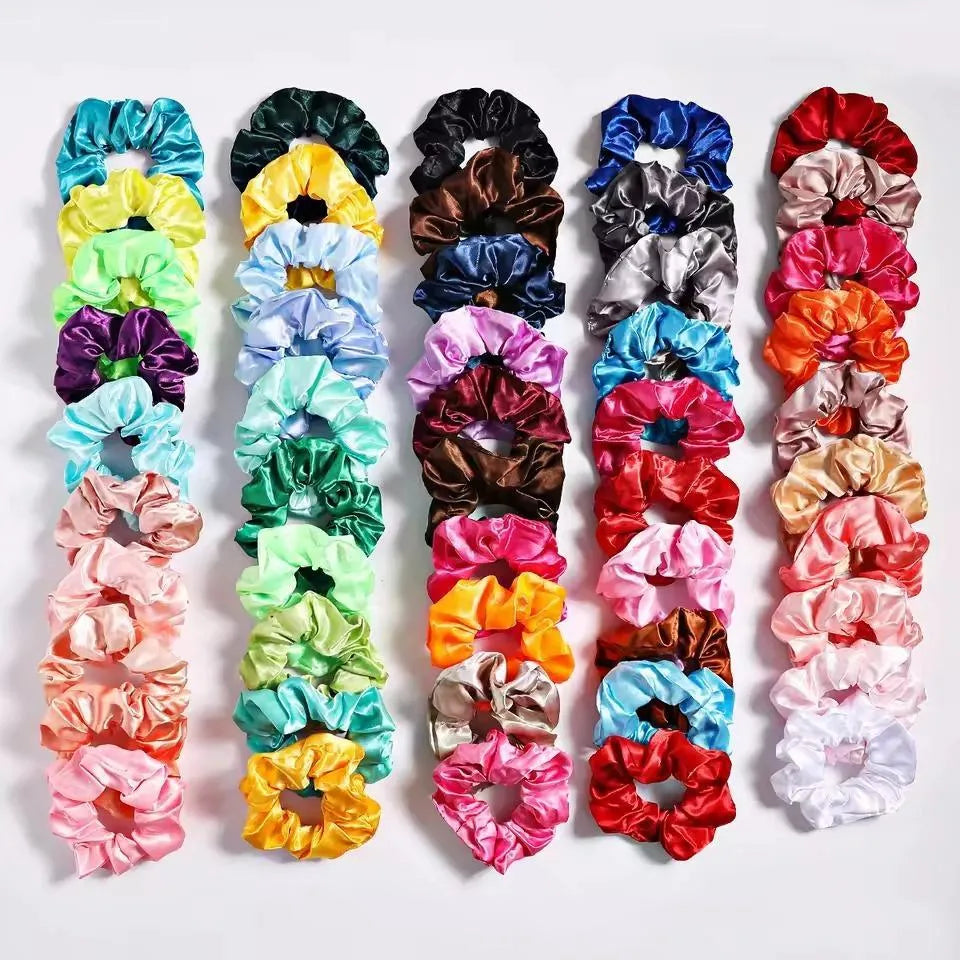 Silk Hair Scrunchies Multicolor Pack of 12