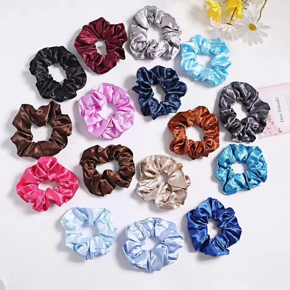 Silk Hair Scrunchies Multicolor Pack of 12