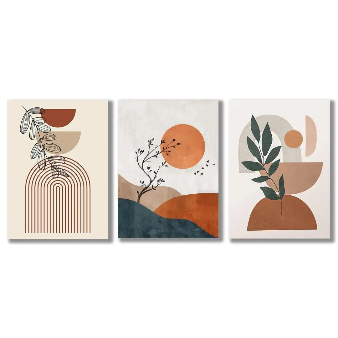Set of 3 Abstract Wall Art Frames for Home Office Decor