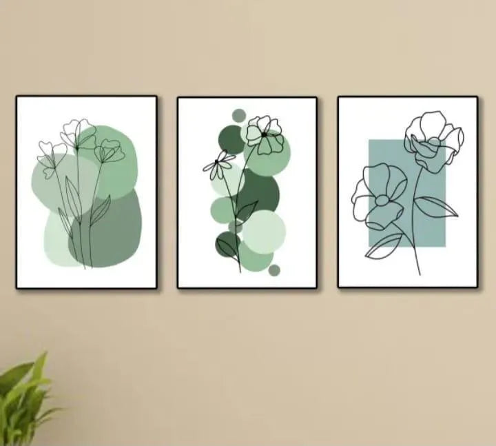 Set of 3 Flower Wall Art Frames for Home Office Decor