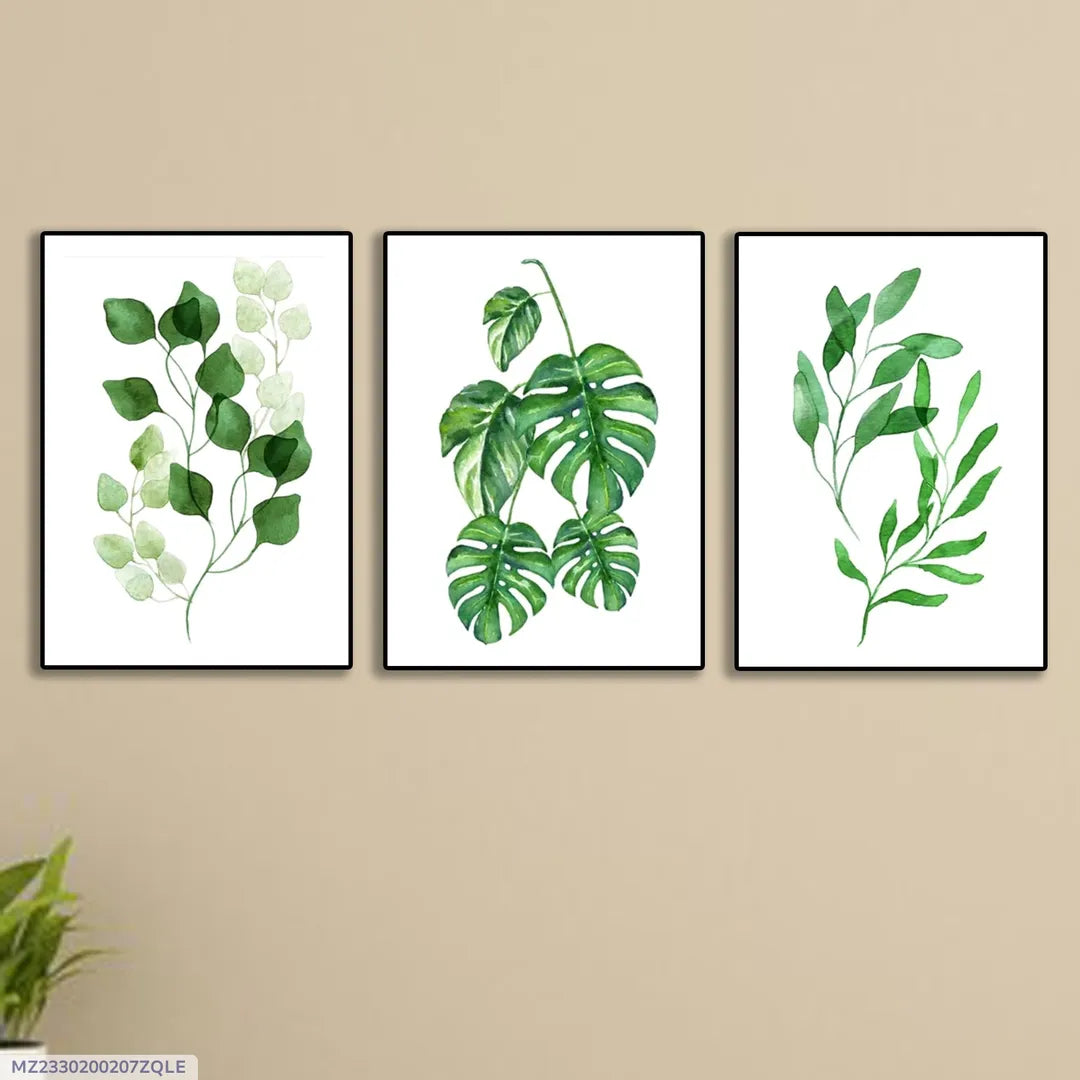 3 Pcs Leaf Shaped Wall Art Set 8x11 Multicolor