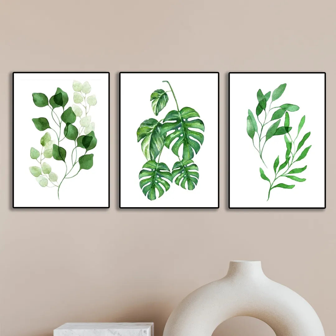 3 Pcs Leaf Shaped Wall Art Set 8x11 Multicolor