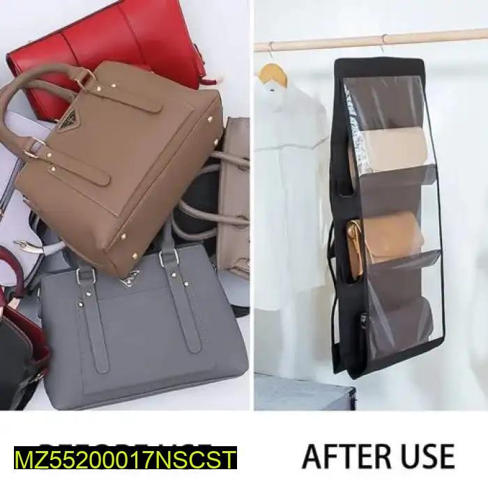 Transparent 6-Pocket Handbag Organizer for Home Closet