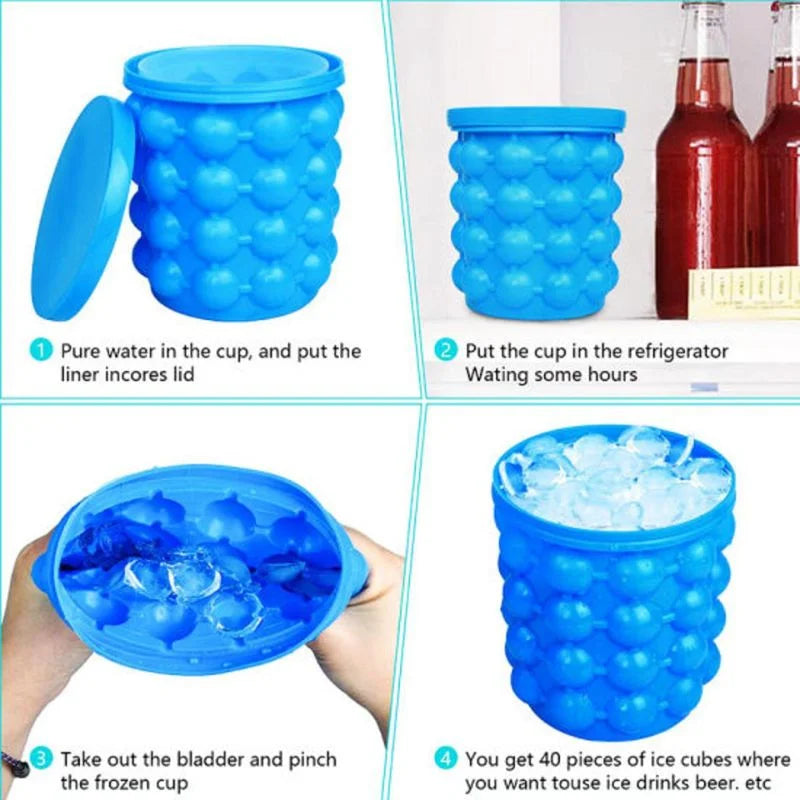 Silicone Ice Genie Cube Maker | 2-in-1 Ice Bucket Mold