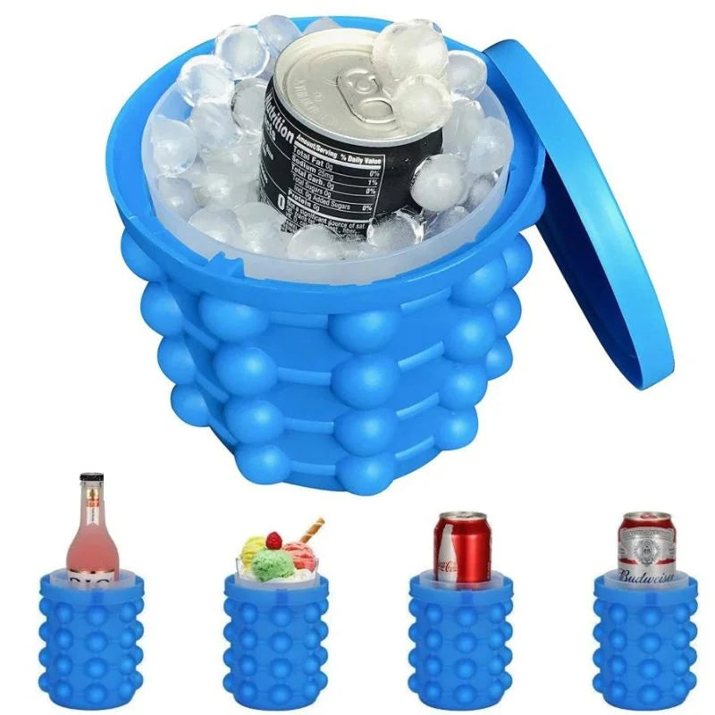 Silicone Ice Genie Cube Maker | 2-in-1 Ice Bucket Mold